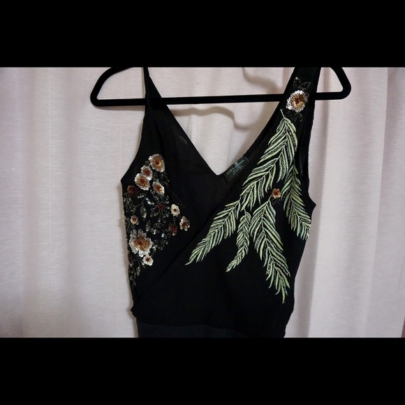 ZARA: BLACK BODYSUIT w BEADED SEQUIN EMBROIDERED - Picture 4 of 4